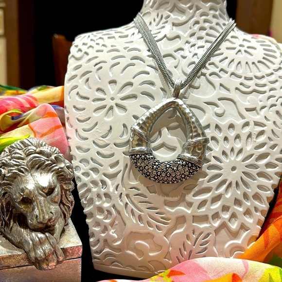 NWT Necklace Macy’s Silver Australian Crystals Statement Pendant Multi C… - Picture 4 of 7